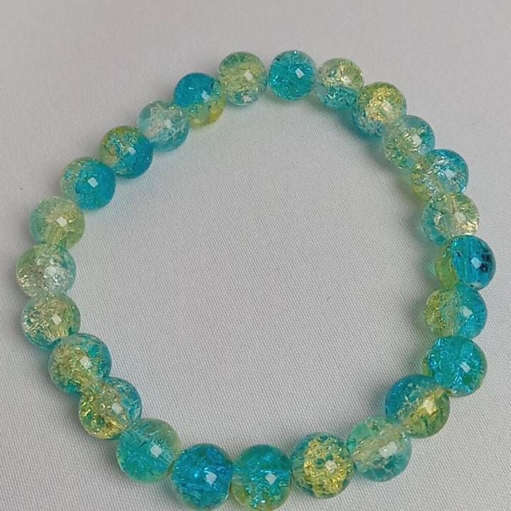 Blue and green beaded bracelet